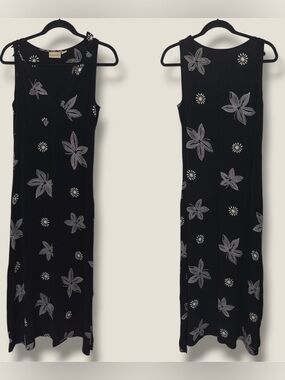 PUTUMAYO Black Sleeveless Floral Maxi Tropical Dress